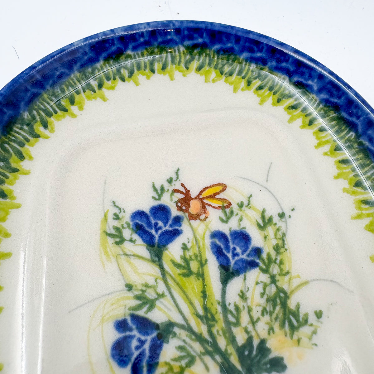 Butter Dish Oval: UNIKAT Bluebell Meadow Design