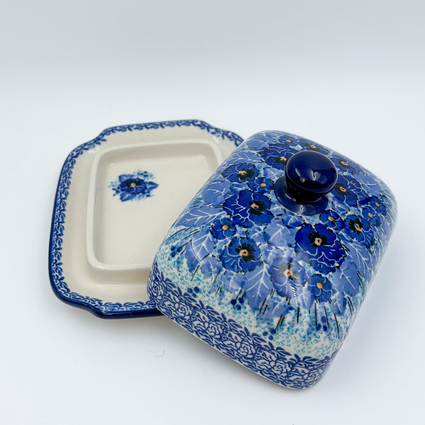7" Butter Dish: UNIKAT Deep Winter Design