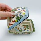 Butter Dish Deep: Hand crafted Polish pottery stoneware: UNIKAT Reindeer Bliss