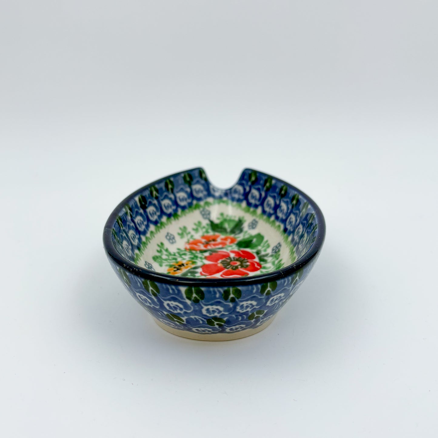 Spoon Rest 5””.  Handmade Polish pottery.  UNIKAT Candy Red Poppy Design