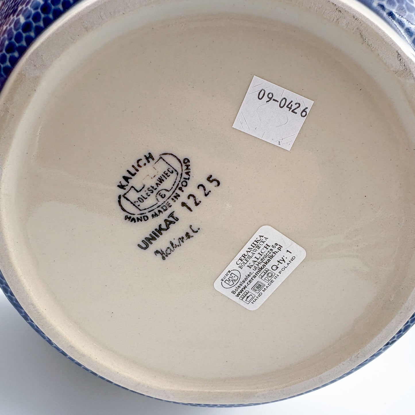 13” Wavy Bow XL.  Hand crafted Polish pottery stoneware:  Mushroom Design