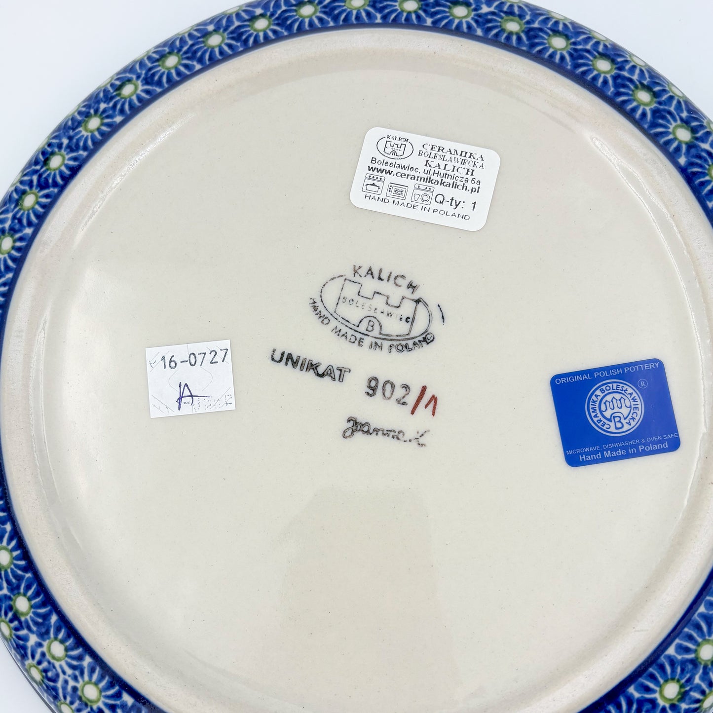 9" Divided Platter  Hand crafted Polish pottery stoneware: UNIKAT Floral Garden Design