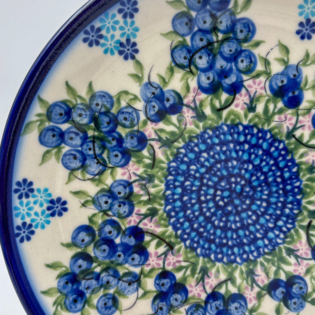 7.5” Plate.  Hand crafted Polish pottery stoneware: UNIKAT Blueberry