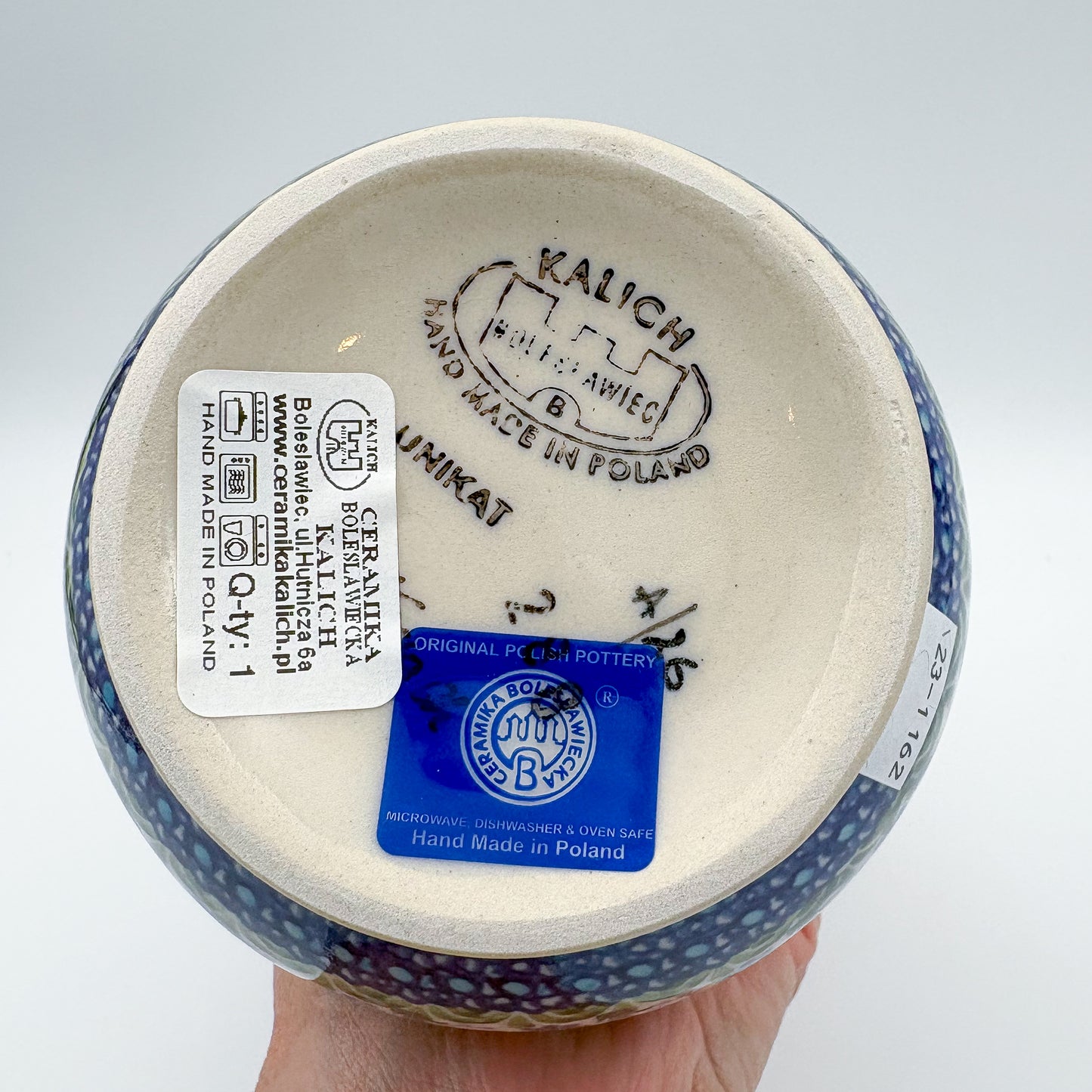Vase 9”. Handmade Polish pottery.  UNIKAT Blueberry