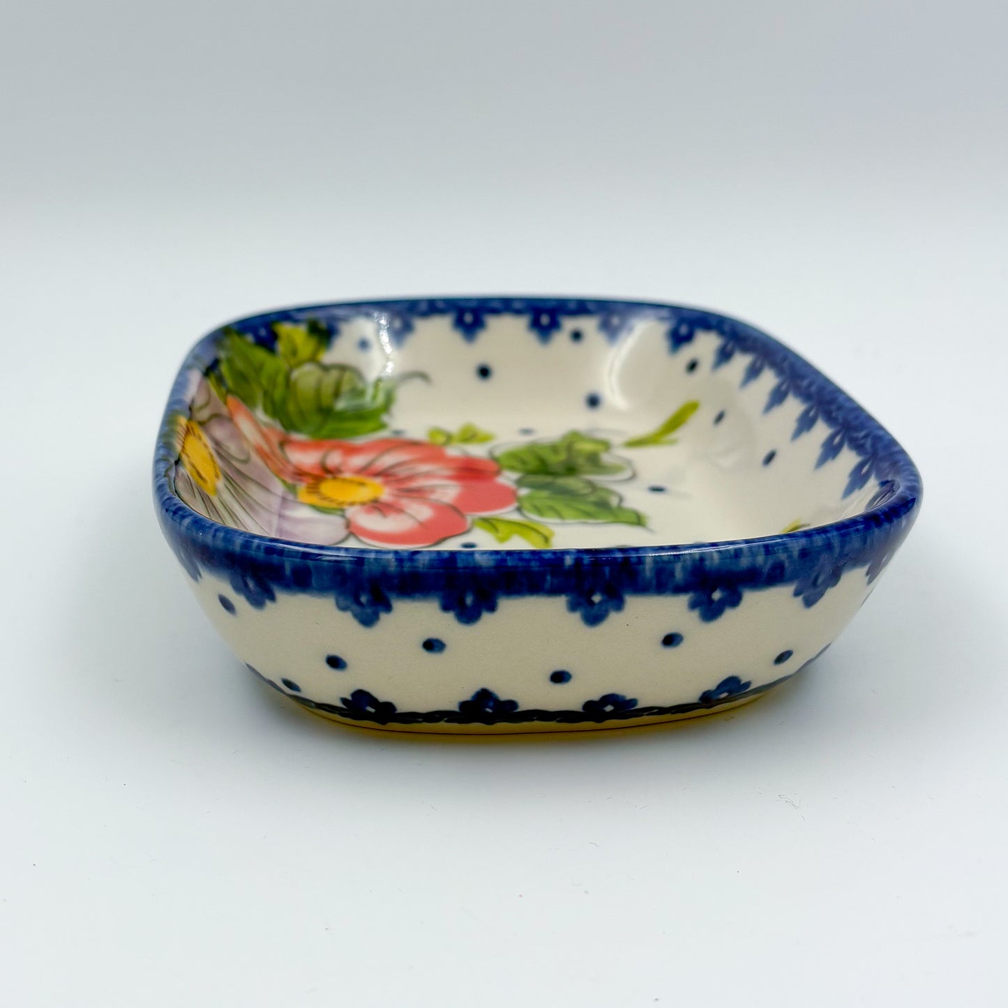 5" Soap Dish.  Handmade Polish pottery.  UIKAT Monarch Design