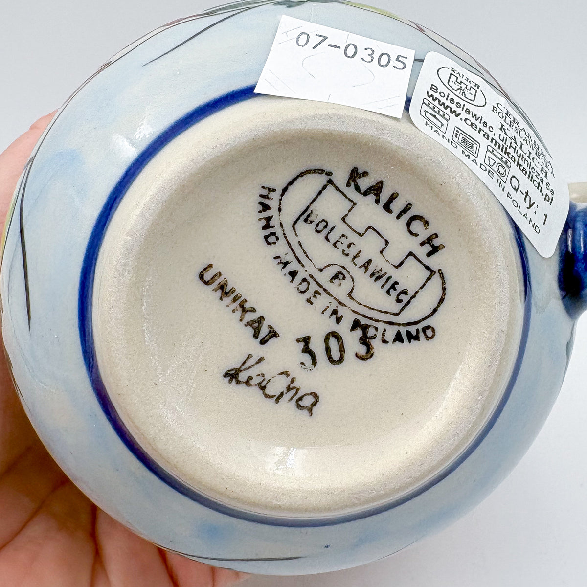 10 oz Bubble Mug. Handcrafted Polish pottery stoneware:  UNIKAT Reindeer Bliss