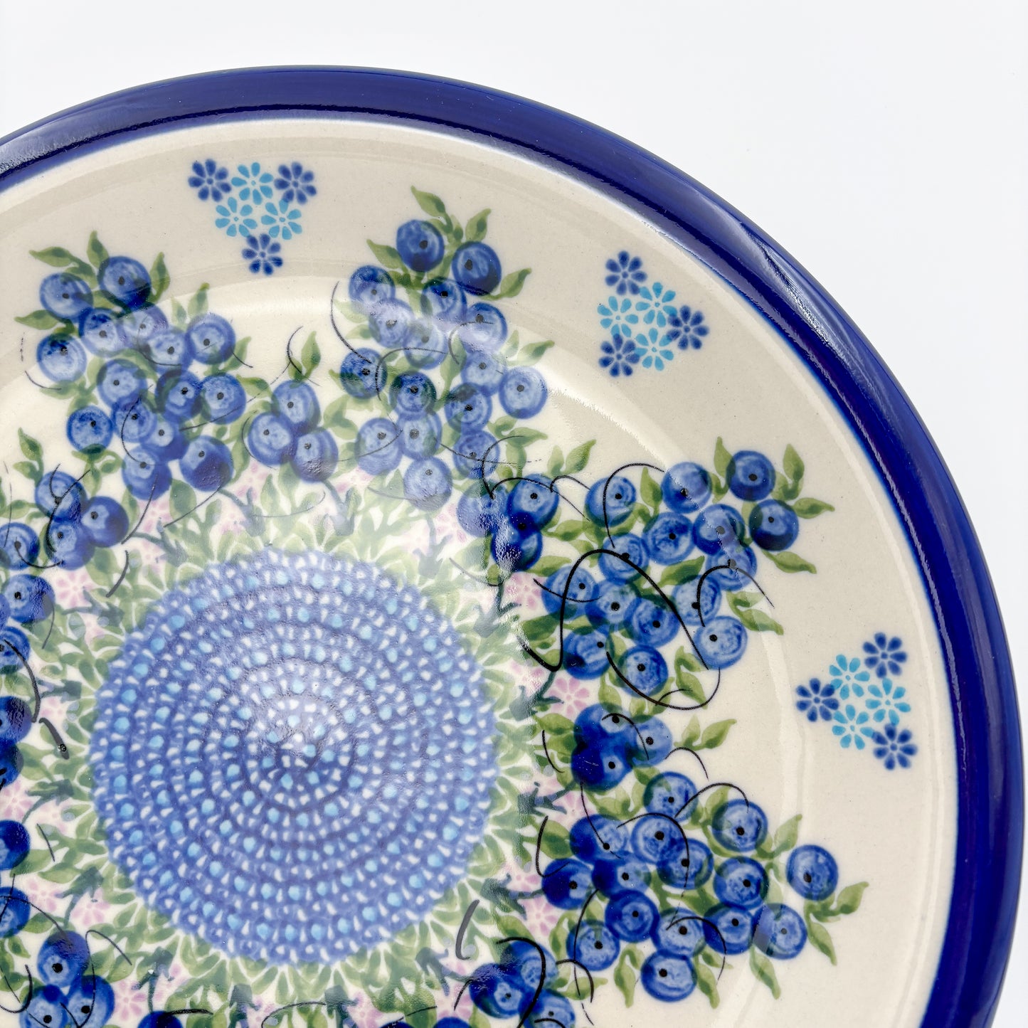 10.2” Plate.  Hand crafted Polish pottery stoneware: UNIKAT Blueberry Design