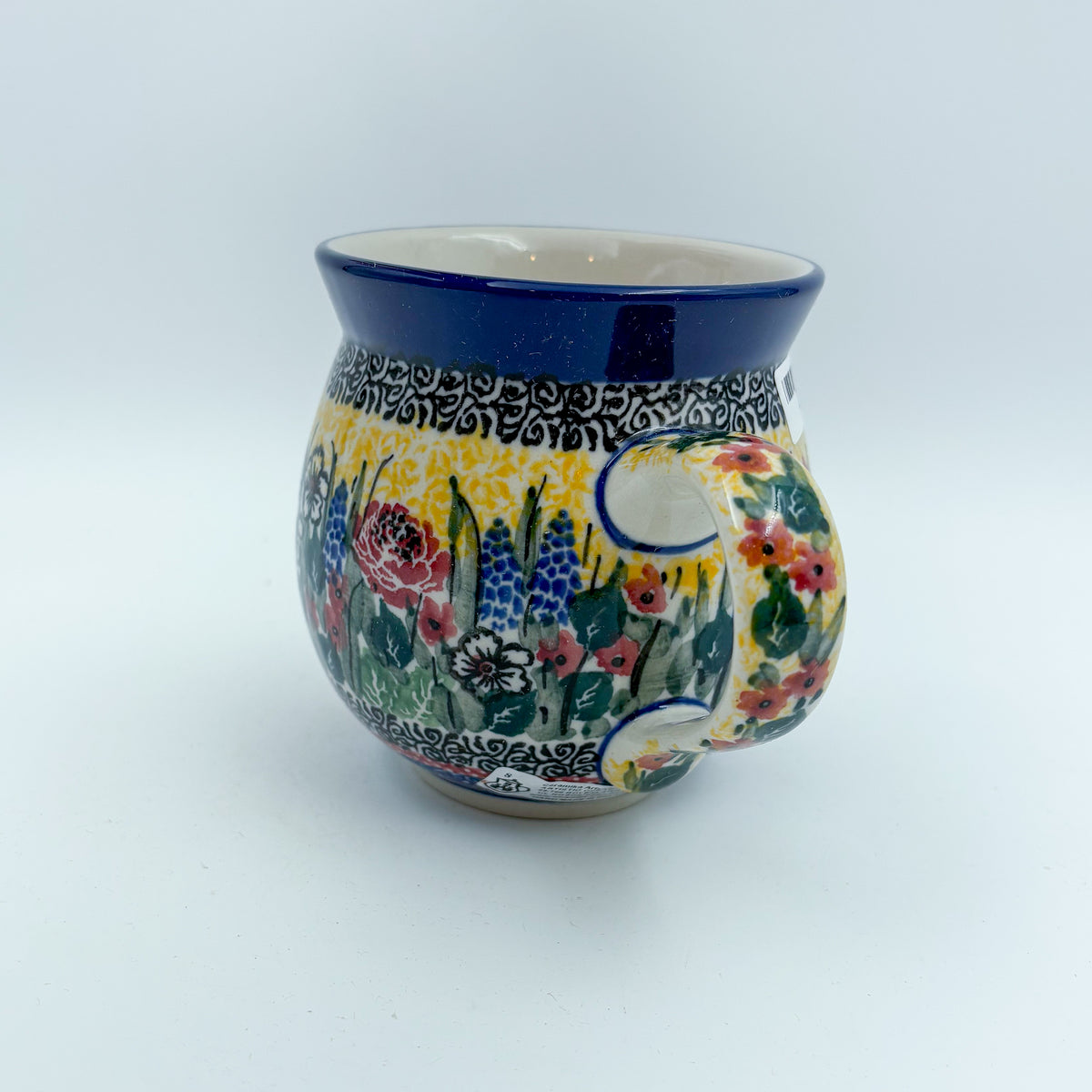 12 oz Bubble Mug. Handcrafted Polish pottery stoneware:  UNIKAT Copper Rose Meadow Design
