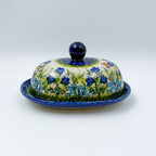 Butter Dish Oval: UNIKAT Bluebell Meadow Design