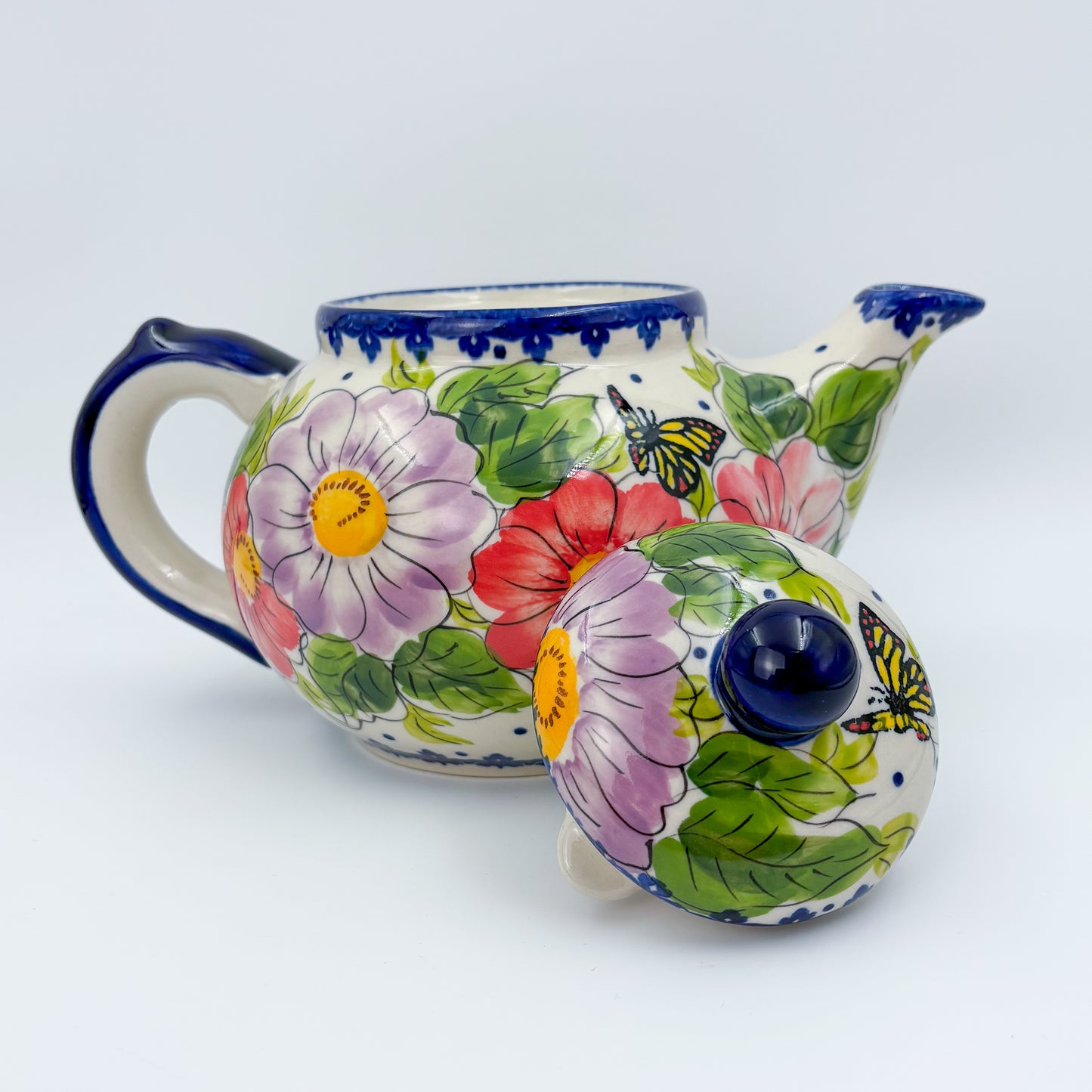 47 oz Teapot Kubus Handcrafted Potery in Poland.  Monarch Design