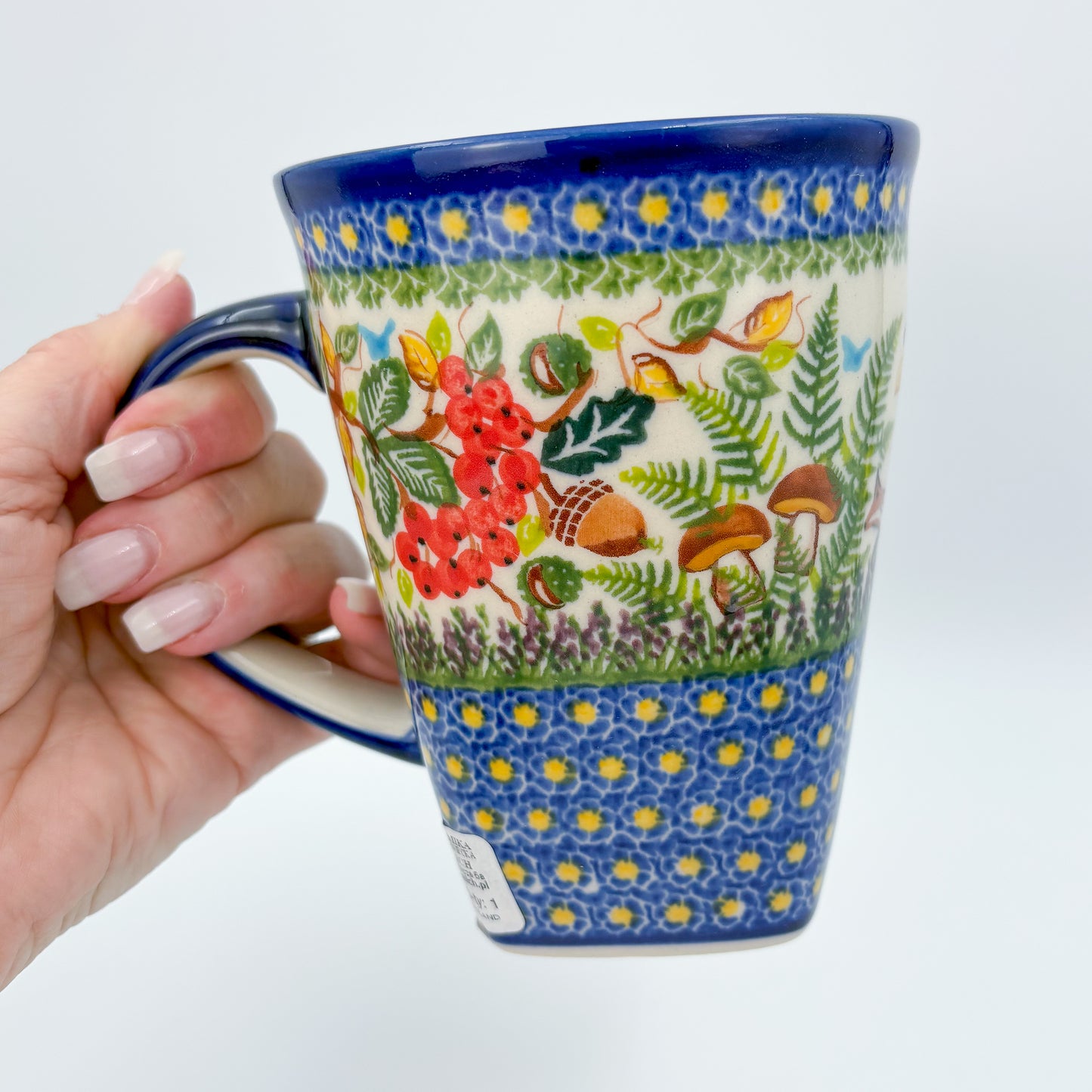 Mug XL 18oz. Handcrafted Polish pottery stoneware:  UNIKAT Foxy Trails