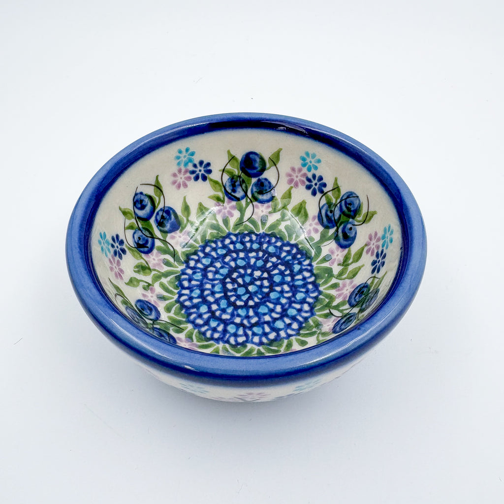 Small Set 3 stacking Bowls.  Hand crafted Polish pottery stoneware:  UNIKAT Blueberry Design