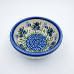 Small Set 3 stacking Bowls.  Hand crafted Polish pottery stoneware:  UNIKAT Blueberry Design