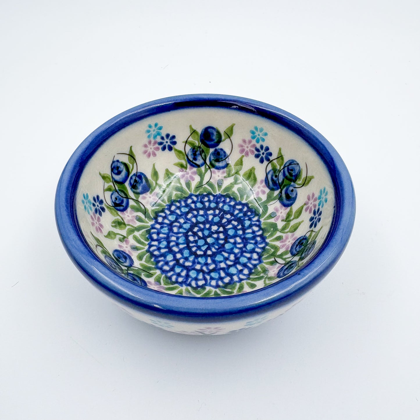Small Set 3 stacking Bowls.  Hand crafted Polish pottery stoneware:  Blueberry Design