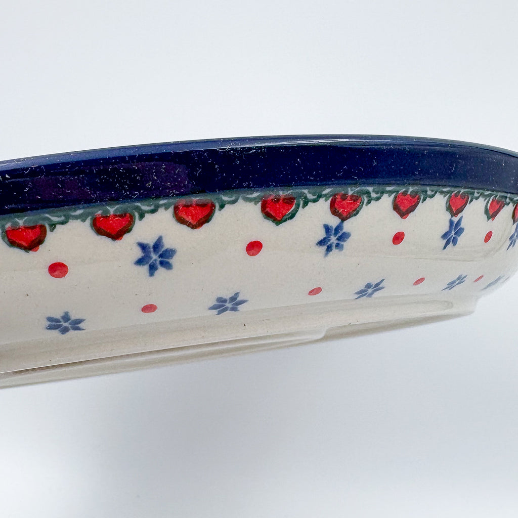 9” Plate.  Hand crafted Polish pottery stoneware: UNIKAT Dancing Snowman