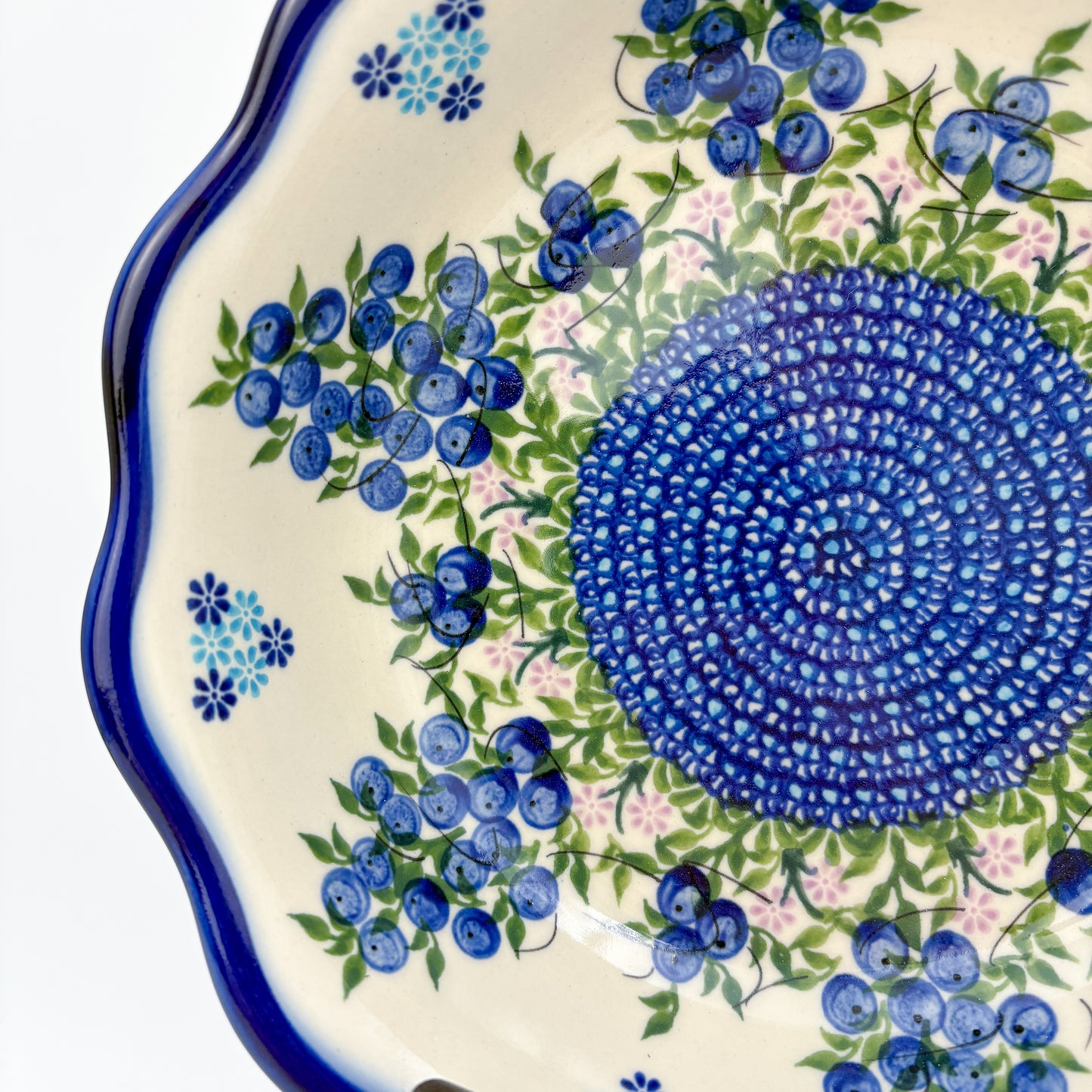 9" Kora Bowl  Hand crafted Polish pottery stoneware: UNIKAT Blueberry Design