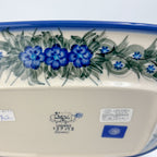 UNIKAT Forget Me Knot Pansy Daria platter, close-up bottom stamp with blue forget-me-not border above