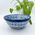 Fields of Blue stacking bowl on white background, front view