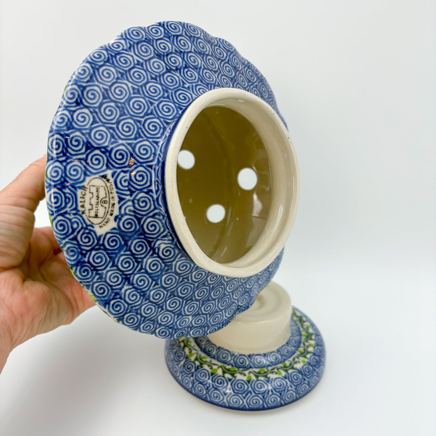 9.4" Christmas Tree Luminary with Base  Handmade Polish pottery.  UNIKAT Whispering Ferns Design