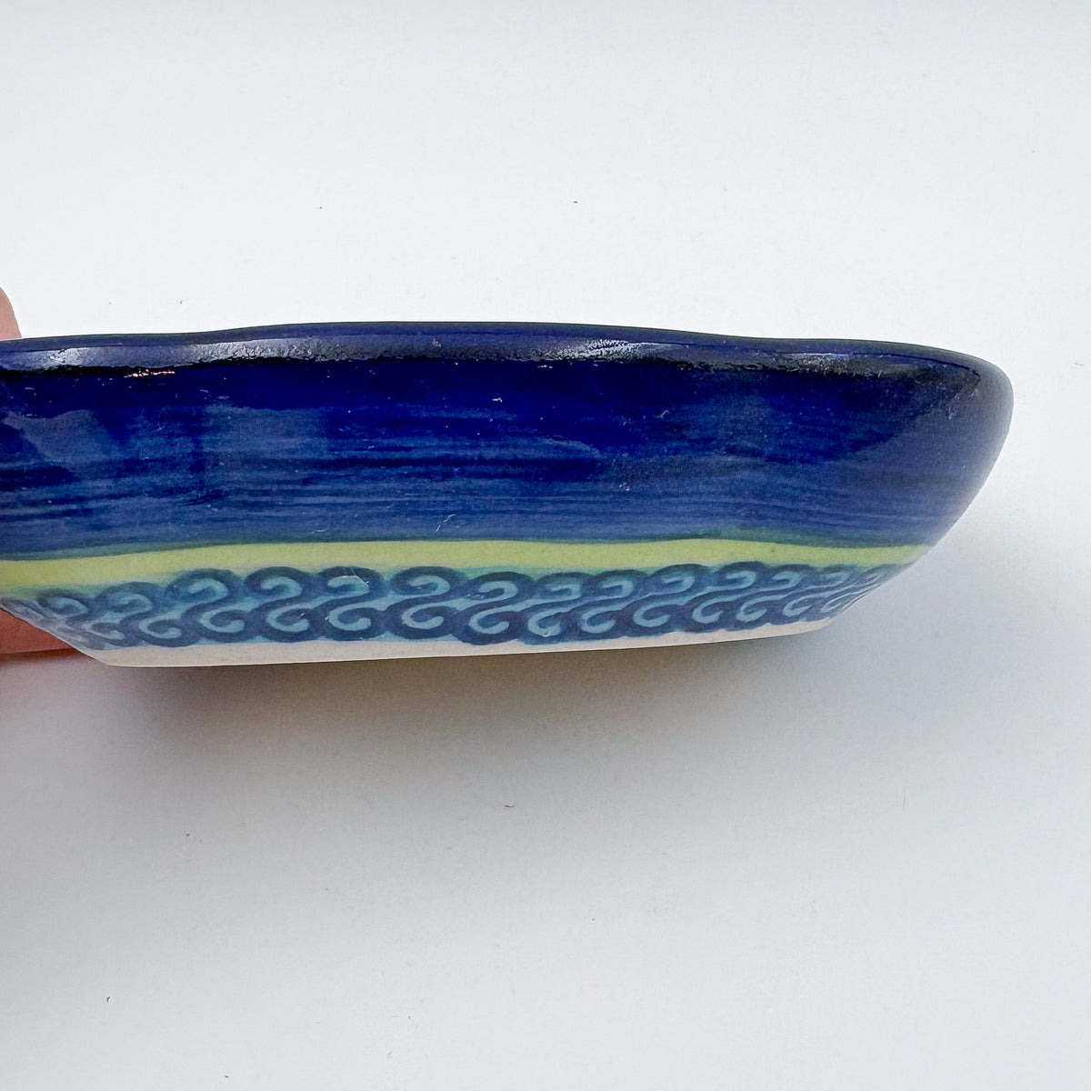 Soap Dish 5”.  Handmade Polish pottery. Midnight Eclipse Design
