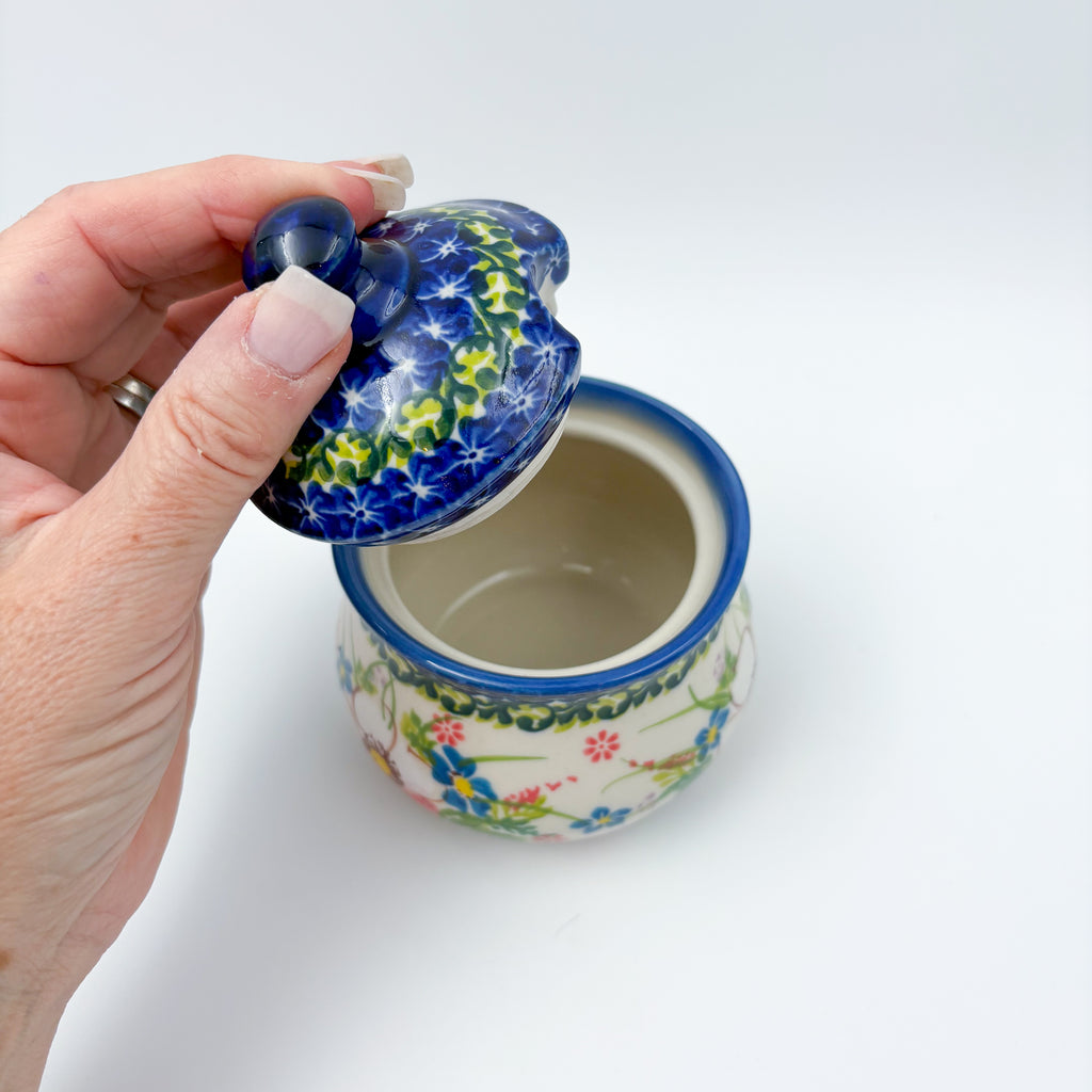 Sugar Bowl Iza. Handmade in Poland UNIKAT Pink Ruffle