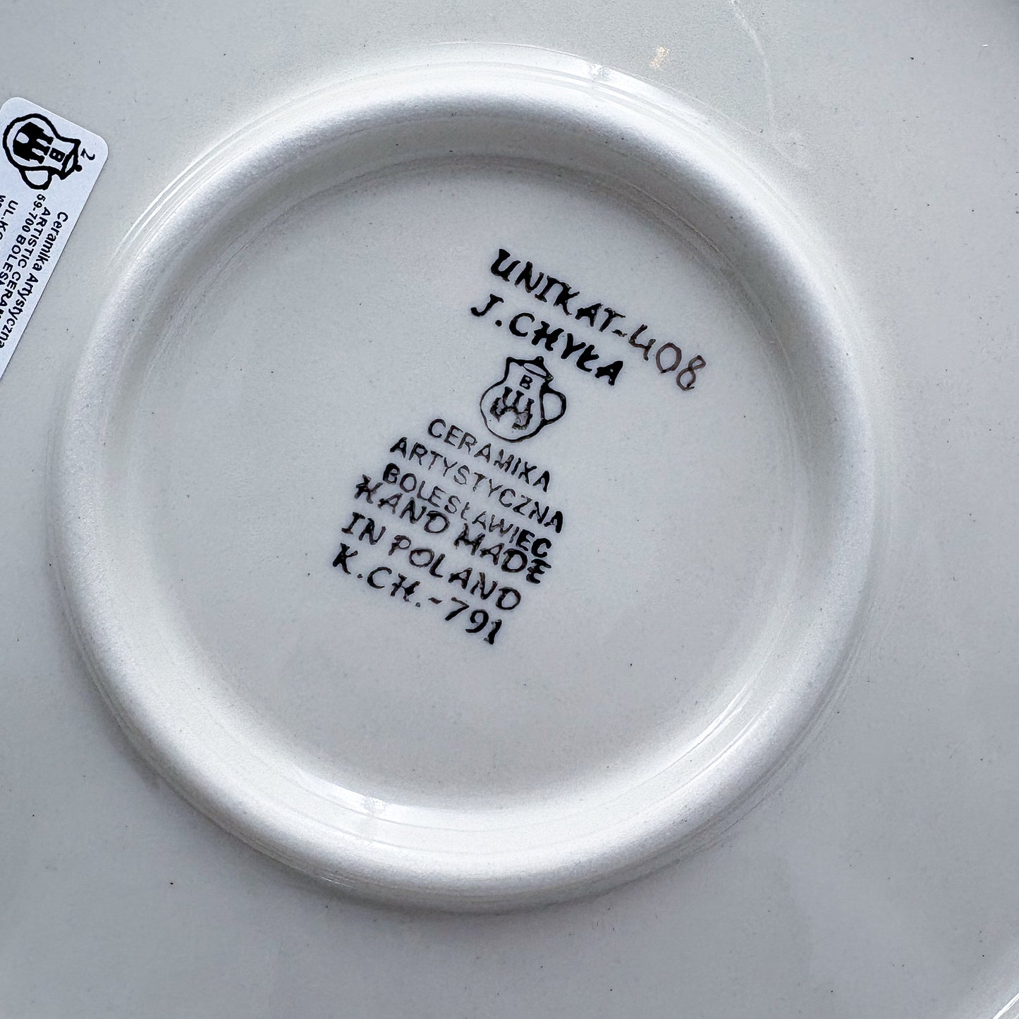 10.5” Plate.  Hand crafted Polish pottery stoneware: UNIKAT Cobalt Poppies