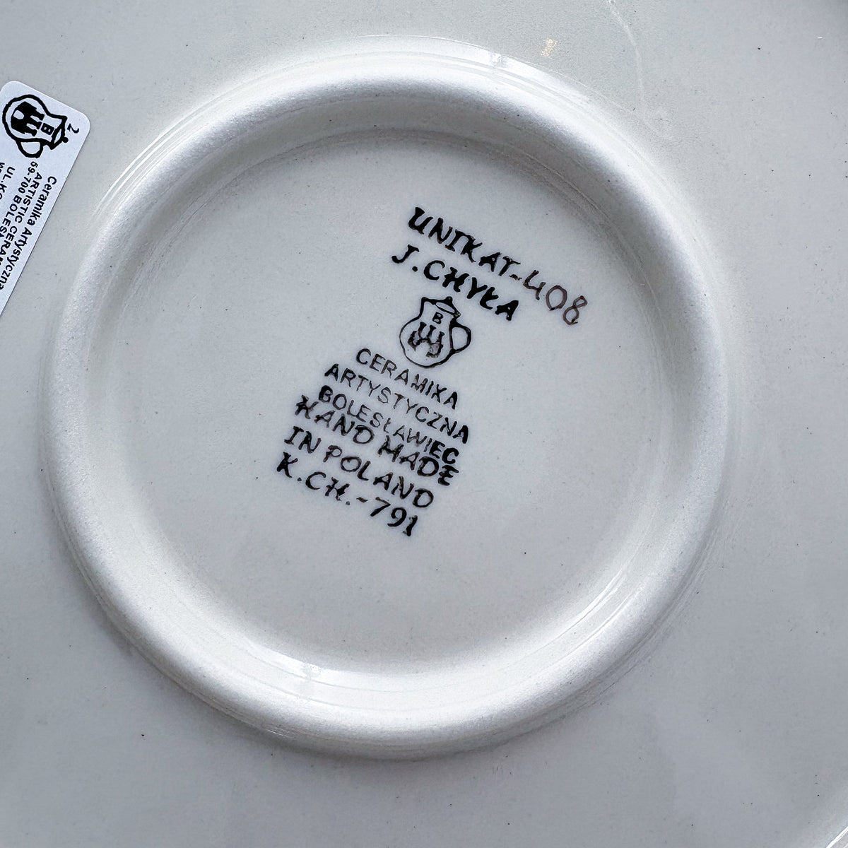 UNIKAT Cobalt Poppies plate, bottom stamp signed J. Chyla Ceramika Artystyczna Boleslawiec Unikat