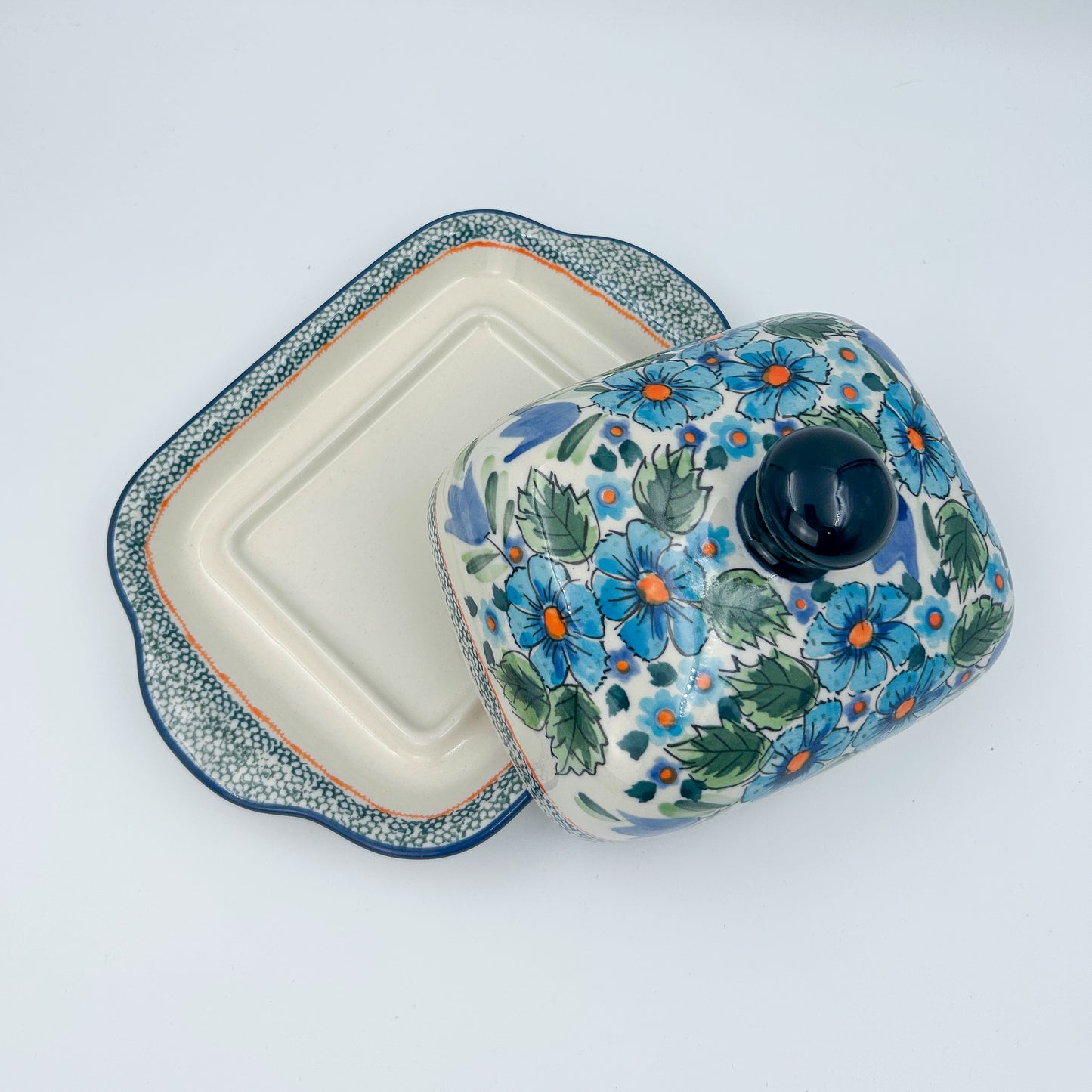 8 oz Polish Pottery Butter Dish is made by talented artisans from Poland. UNIKAT.  Zaklady Ceramiczne Company