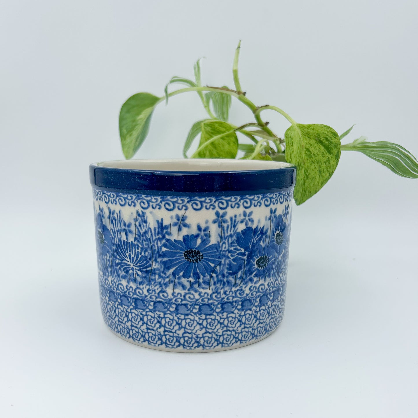 Utensil Jar 5”.  Handmade Polish pottery.  UNIKAT Dreams of Blue