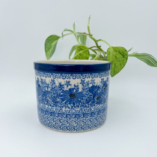 Utensil Jar 5”.  Handmade Polish pottery.  UNIKAT Dreams of Blue