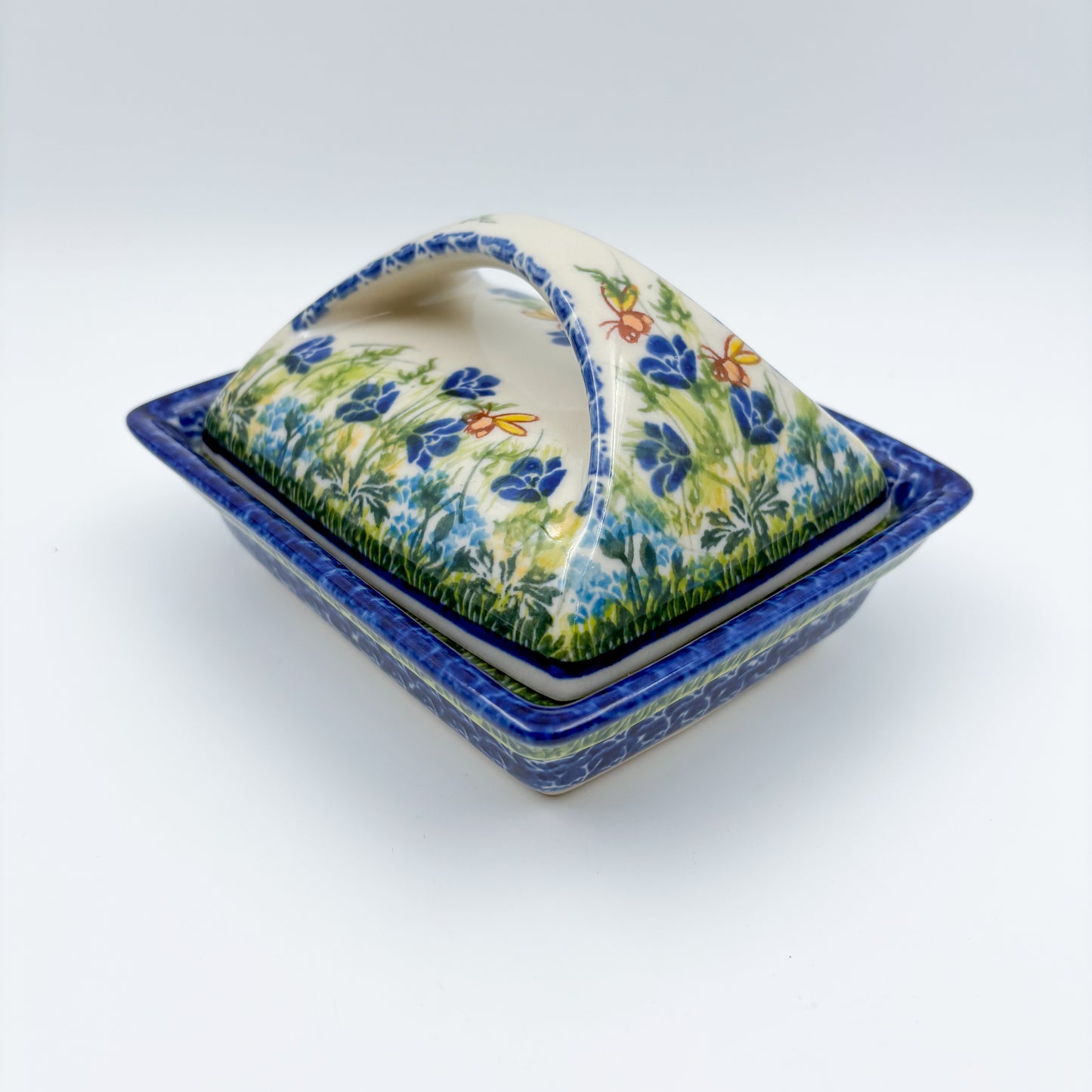 Butter Dish Deep: UNIKAT Bluebell Meadow