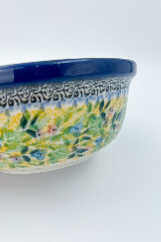 Polish pottery 6.57” blue floral stacking bowl in the UNIKAT &nbsp;Blue Hydrangea Pattern.  It holds 24 ounces of fluid Dimension
Ceramika Artystyczna Company