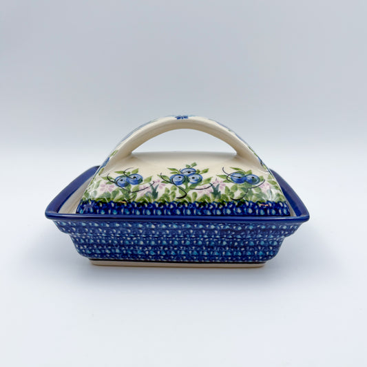 Butter Dish Deep: Hand crafted Polish pottery stoneware: UNIKAT Blueberry