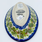 UNIKAT Blue Poppy Songbird oval Milano platter, bottom stamp with Kalich Boleslawiec Unikat mark