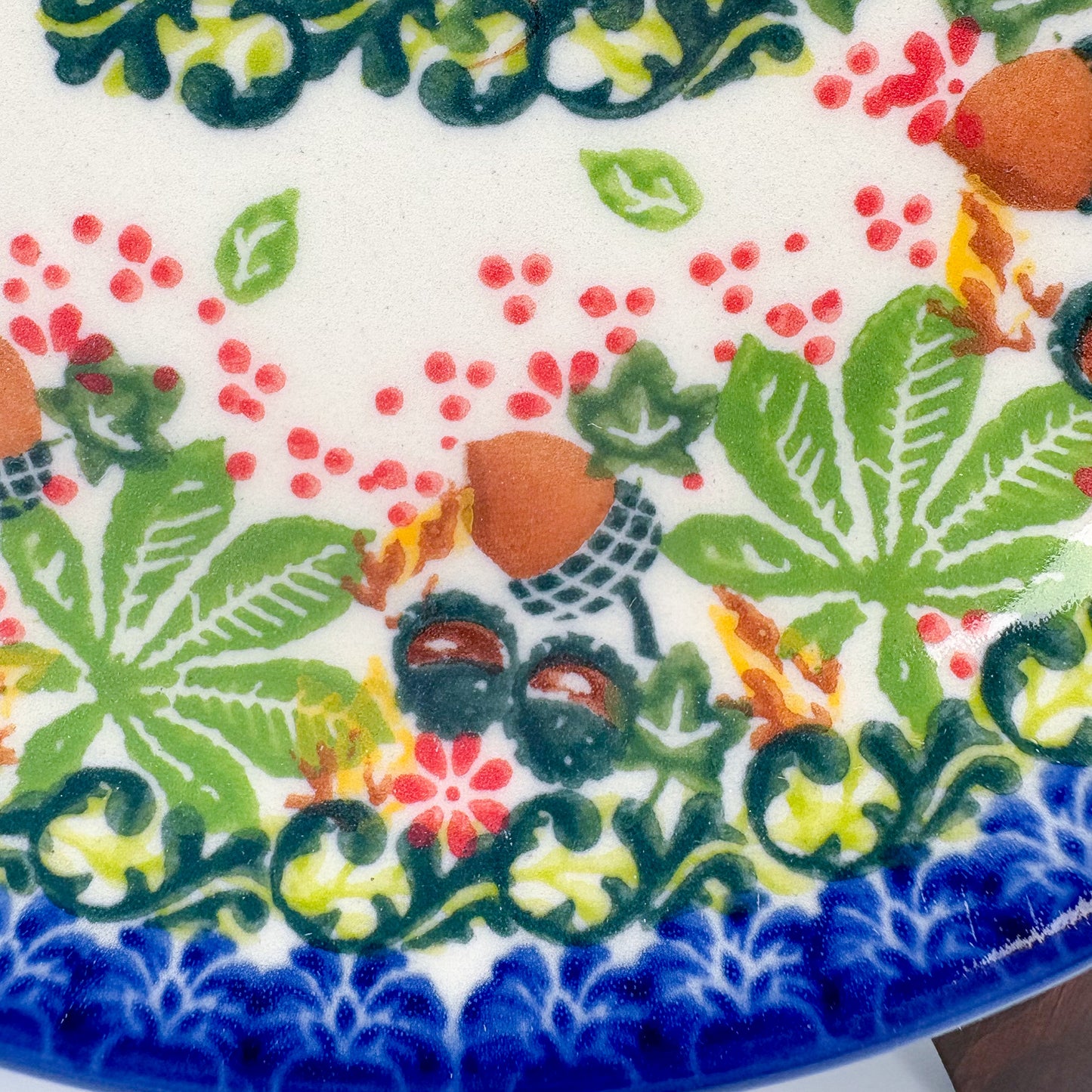 6” Plate.  Hand crafted Polish pottery stoneware: UNIKAT Hedgehogs and Pumpkins