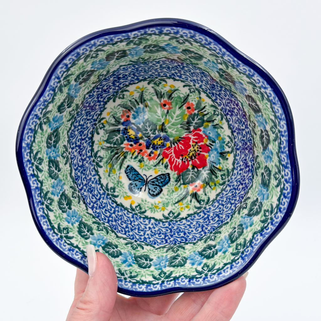 6" Scalloped Bowl.  UNIKAT Spring Floral Garland