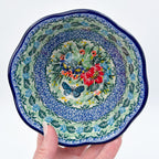 6" Scalloped Bowl.  UNIKAT Spring Floral Garland