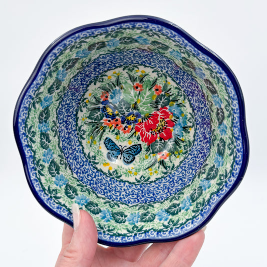 6" Scalloped Bowl.  UNIKAT Spring Floral Garland