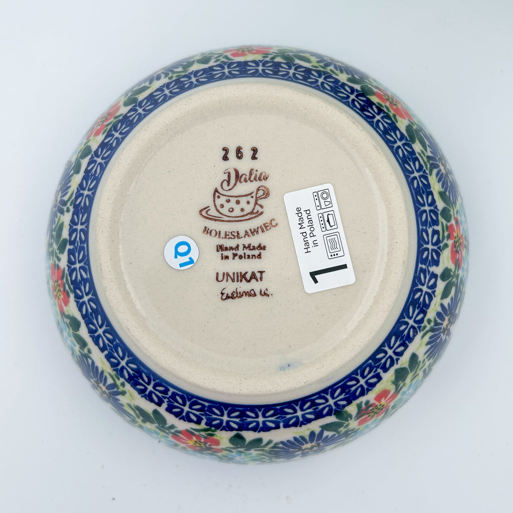 Bottom of Butterfly Flower Bed deep bowl showing Dalia Unikat stamp, alternate view
