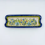 9" Corn Dish/Small Tray.  Hand crafted Polish pottery stoneware: UNIKAT Bluebell Meadow