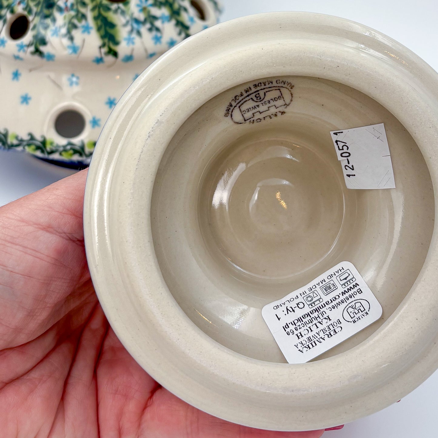 9.4" Christmas Tree Luminary with Base  Handmade Polish pottery.  UNIKAT Whispering Ferns Design