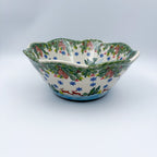 9” Wavy Bowl.  Hand crafted Polish pottery stoneware:  UNIKAT Reindeer Bliss
