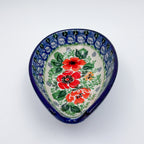 Spoon Rest 5”.  Handmade Polish pottery.  UNIKAT Candy Red Poppy Design