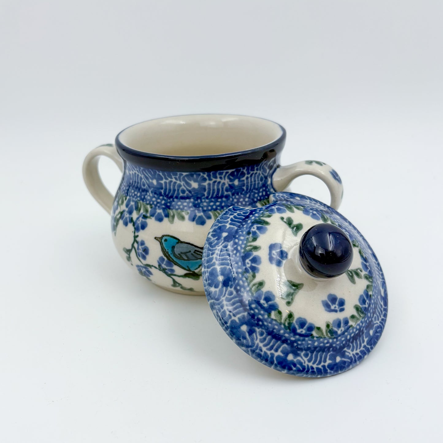 7oz. Sugar Bowl.  Baby Blue Bird Design