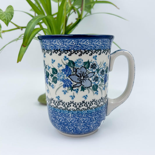 Bistro Mug 17oz. Handcrafted Polish pottery stoneware:  UNIKAT Rhapsody in Blue Pattern