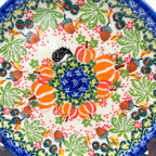 7.75” Plate.  Hand crafted Polish pottery stoneware: UNIKAT Hedgehogs and Pumpkins