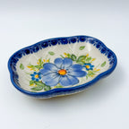5" Soap Dish.  Handmade Polish pottery.  UNIKAT Pansy Delight Design