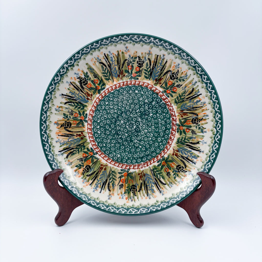 10” Plate.  Hand crafted Polish pottery stoneware: UNIKAT Harvest Design