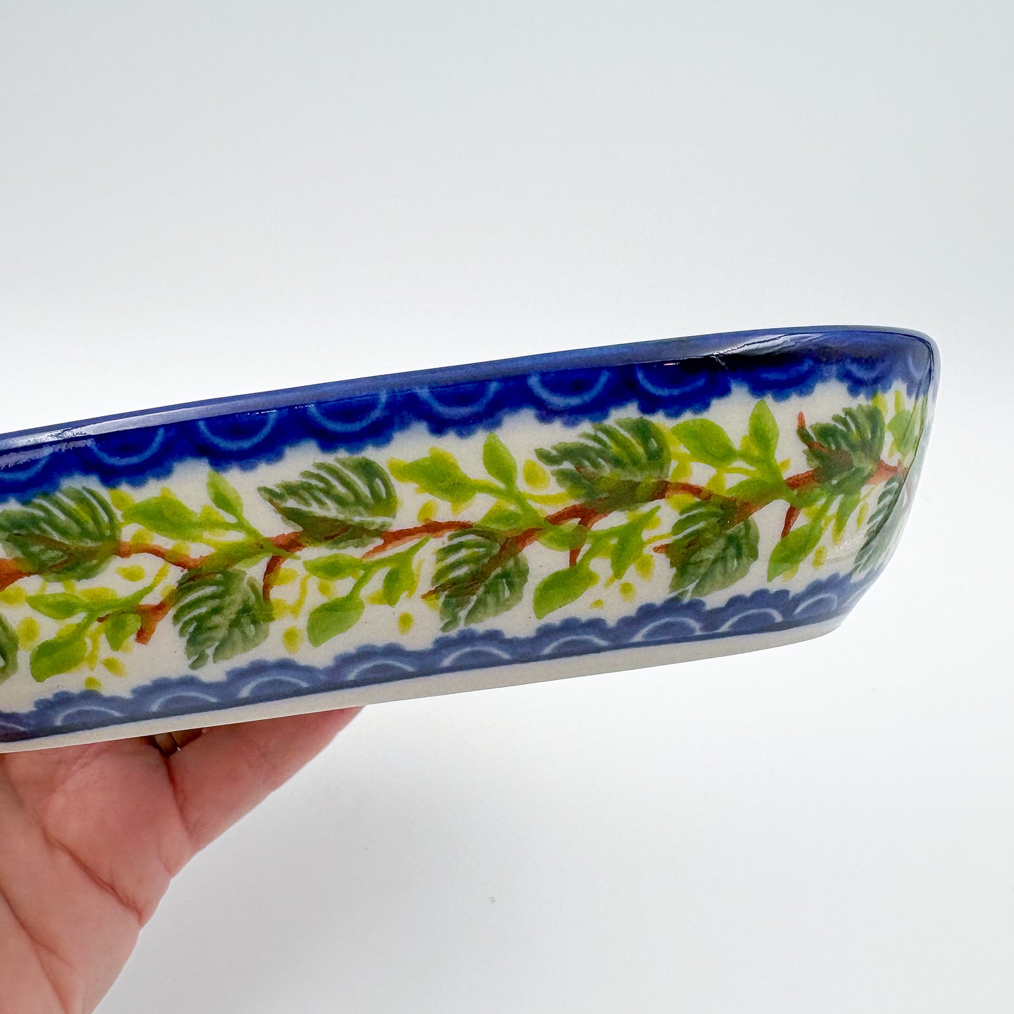 6" Butter Platter: UNIKAT Blue Poppy Songbird