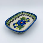 6" Butter Platter: UNIKAT Blue Poppy Garden
